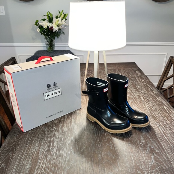 Hunter Original Moc Toe Short Rain Boots Men's Rain Boots Black Size 10 - Picture 9 of 16